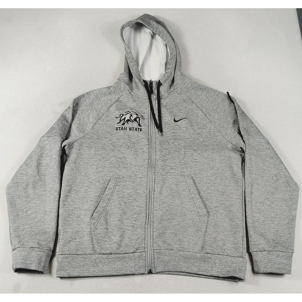 Utah State Aggies Sweatshirt Mens Large Gray NCAA Football Nike Therma-FIT Zip